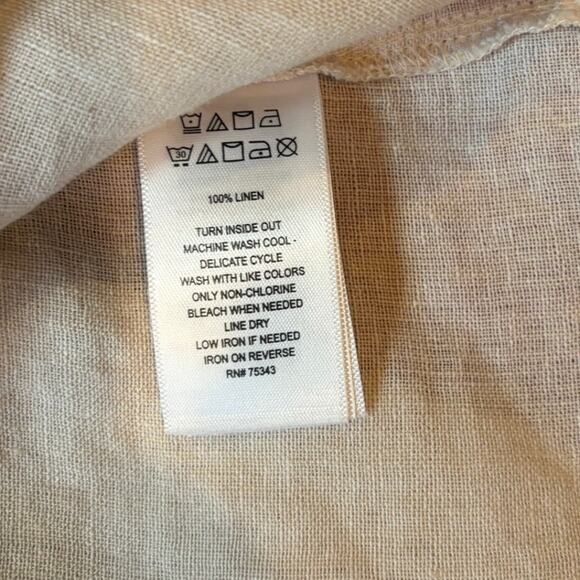 SIGRID OLSEN Women's 100% Linen Shirt MEDIUM Button Down Tan Roll Tab - Picture 7 of 9